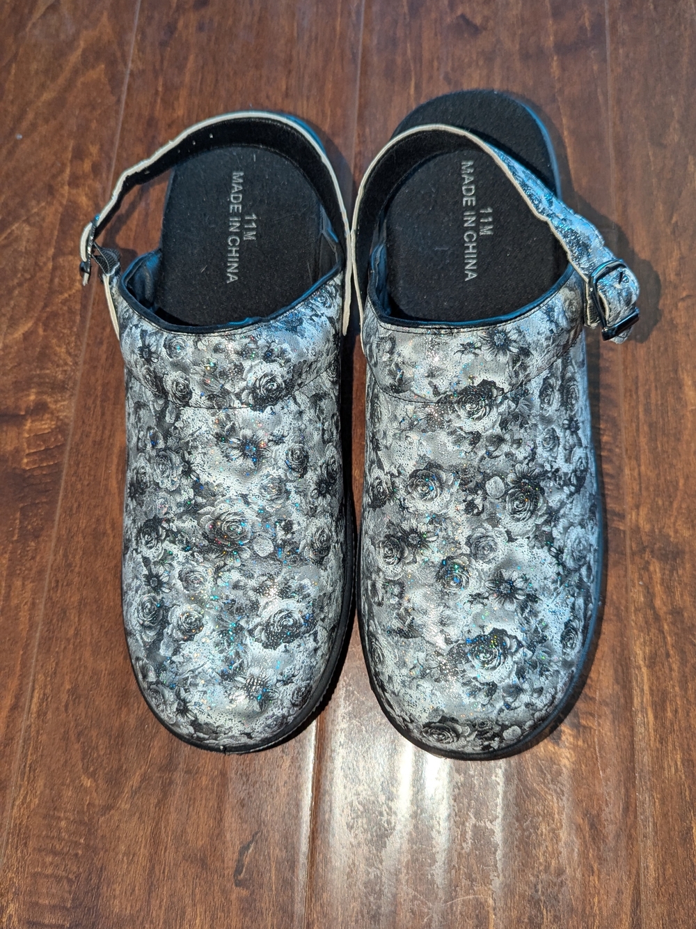 Floral Pattern Women's Clogs Mule - Gray